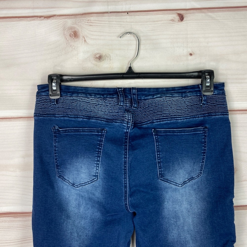 American Bazi Jeans Womens 2X Skinny Moto Dark Wash Mid Rise Pockets Stretch - Picture 6 of 9